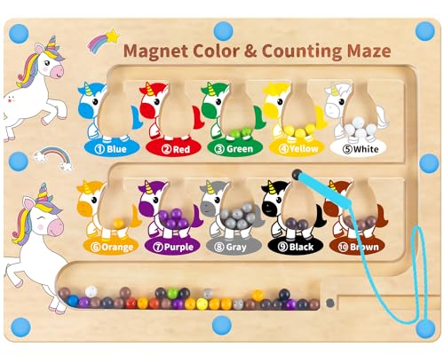 HONGID Magnetic Color and Number MazeUniorn Gifts for GirlsMontessori Toys for 2 3 4 5 Year OldLearning Educational Sensory Toys for Toddlers and Kids Boys GirlsChristmas Birthday Gift for Kids - Image 1