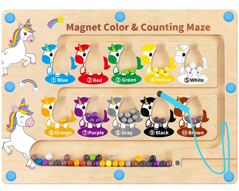 HONGID Magnetic Color and Number MazeUniorn Gifts for GirlsMontessori Toys for 2 3 4 5 Year OldLearning Educational Sensory Toys for Toddlers and Kids Boys GirlsChristmas Birthday Gift for Kids - Image 2