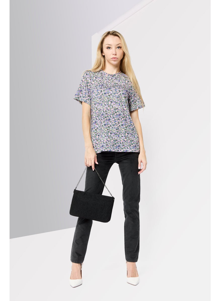 Scotch & Soda Women Regular fit Short Sleeve Allover Print T-Shirt, Multicolor  - Image 2