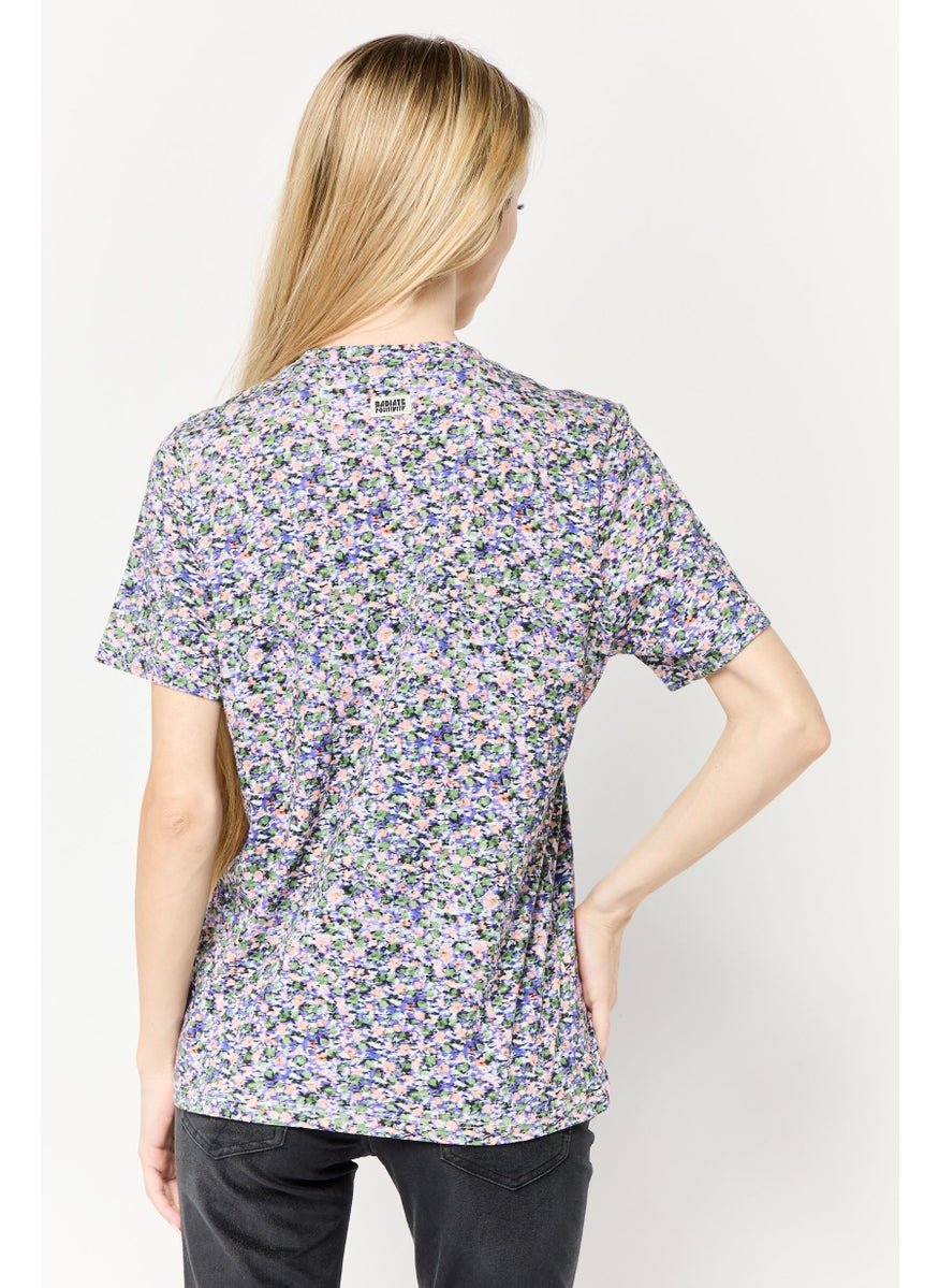 Scotch & Soda Women Regular fit Short Sleeve Allover Print T-Shirt, Multicolor  - Image 4