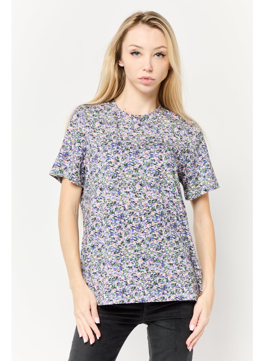Scotch & Soda Women Regular fit Short Sleeve Allover Print T-Shirt, Multicolor  - Image 1