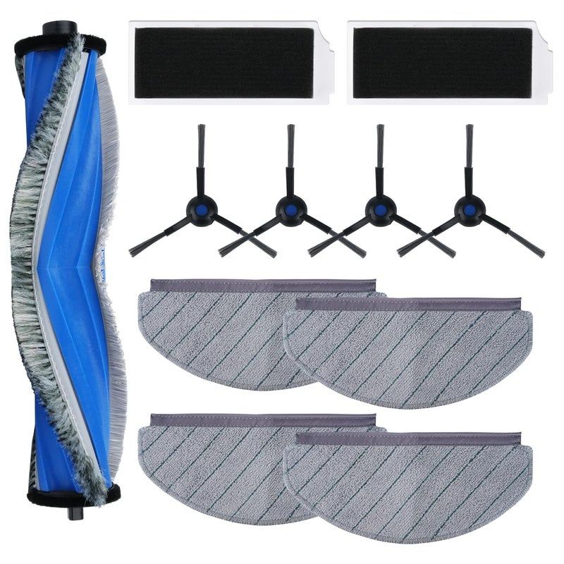IAMOY طقم استبدال iAmoy لروبوت مكنسة Ecovacs Deebot N20N20 PLUS N20 PRO PLUS 1 فرشاة رئيسية 2 فلاتر HEPA 4 قطع قماش ممسحة 4 فرش جانبية 11 حزمة
