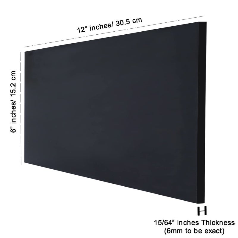 Inkdotpot Pack of 2, 6mm Matt Black Acrylic Sheet 15/64 Thick Cast 6"x12" Transparent Acrylic Plastic Board with Protective Paper, DIY Display Project - Image 3