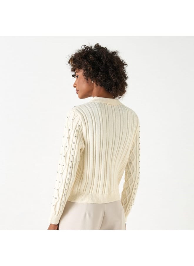 2Xtremz - 2Xtremz Embellished Cardigan with Long Sleeves and Button Closure - Image 1