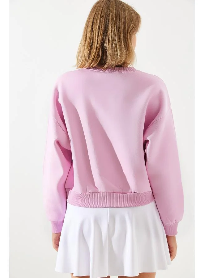 جينجر سويت شيرت بياقة دائرية كبير الحجم بنمط جامعي