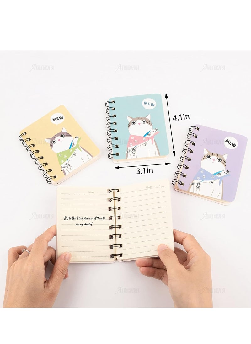Generic - Cute Cat Mini Notebook Cover Wire bound Memo Book 3.1x4.1" Spiral Notebooks Top Bound Memo Books Mini Notebooks for School Supplies Office (6 Pack) - Image 1