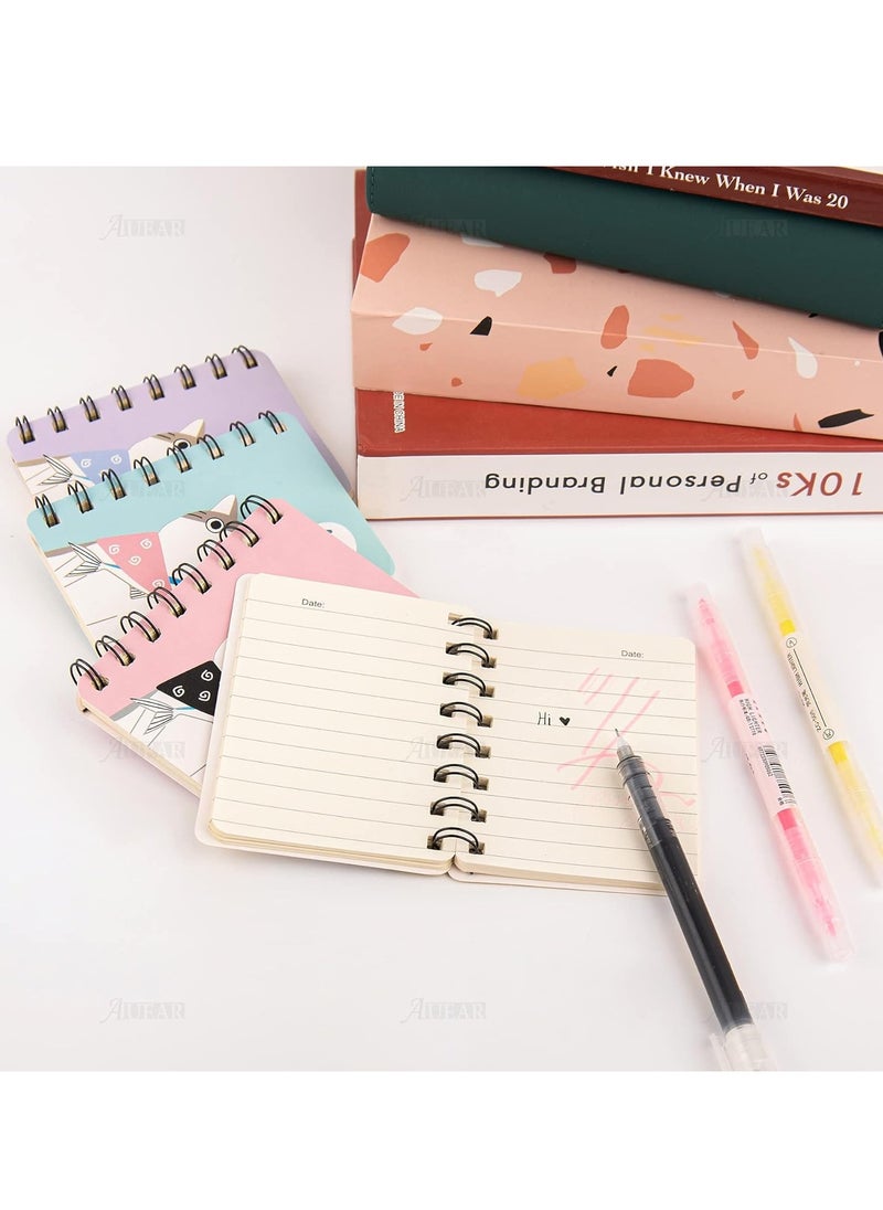 Generic - Cute Cat Mini Notebook Cover Wire bound Memo Book 3.1x4.1" Spiral Notebooks Top Bound Memo Books Mini Notebooks for School Supplies Office (6 Pack) - Image 1