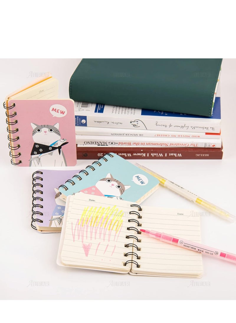Generic - Cute Cat Mini Notebook Cover Wire bound Memo Book 3.1x4.1" Spiral Notebooks Top Bound Memo Books Mini Notebooks for School Supplies Office (6 Pack) - Image 1