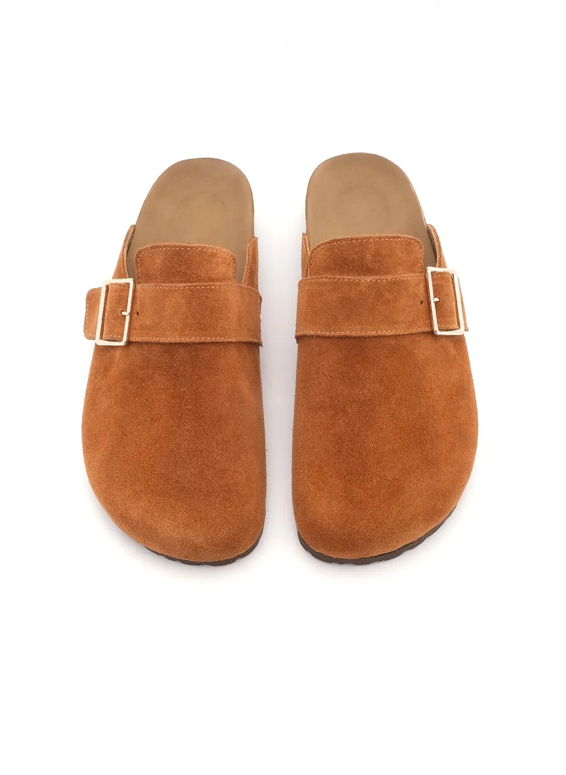 MARJIN Margin Women's Leather Eva Sole Closed Buckle Daily Slippers Sumpa