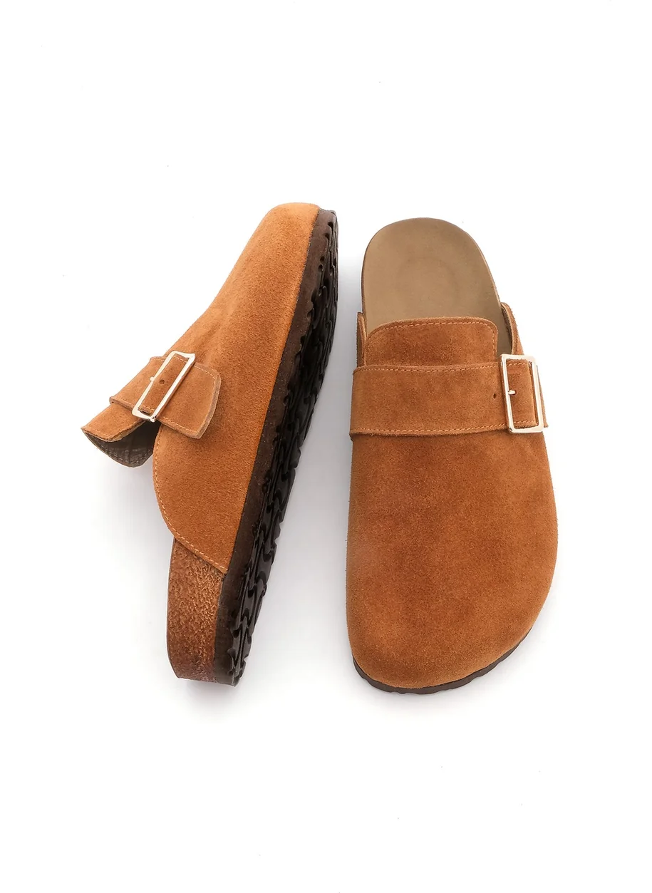 MARJIN Margin Women's Leather Eva Sole Closed Buckle Daily Slippers Sumpa