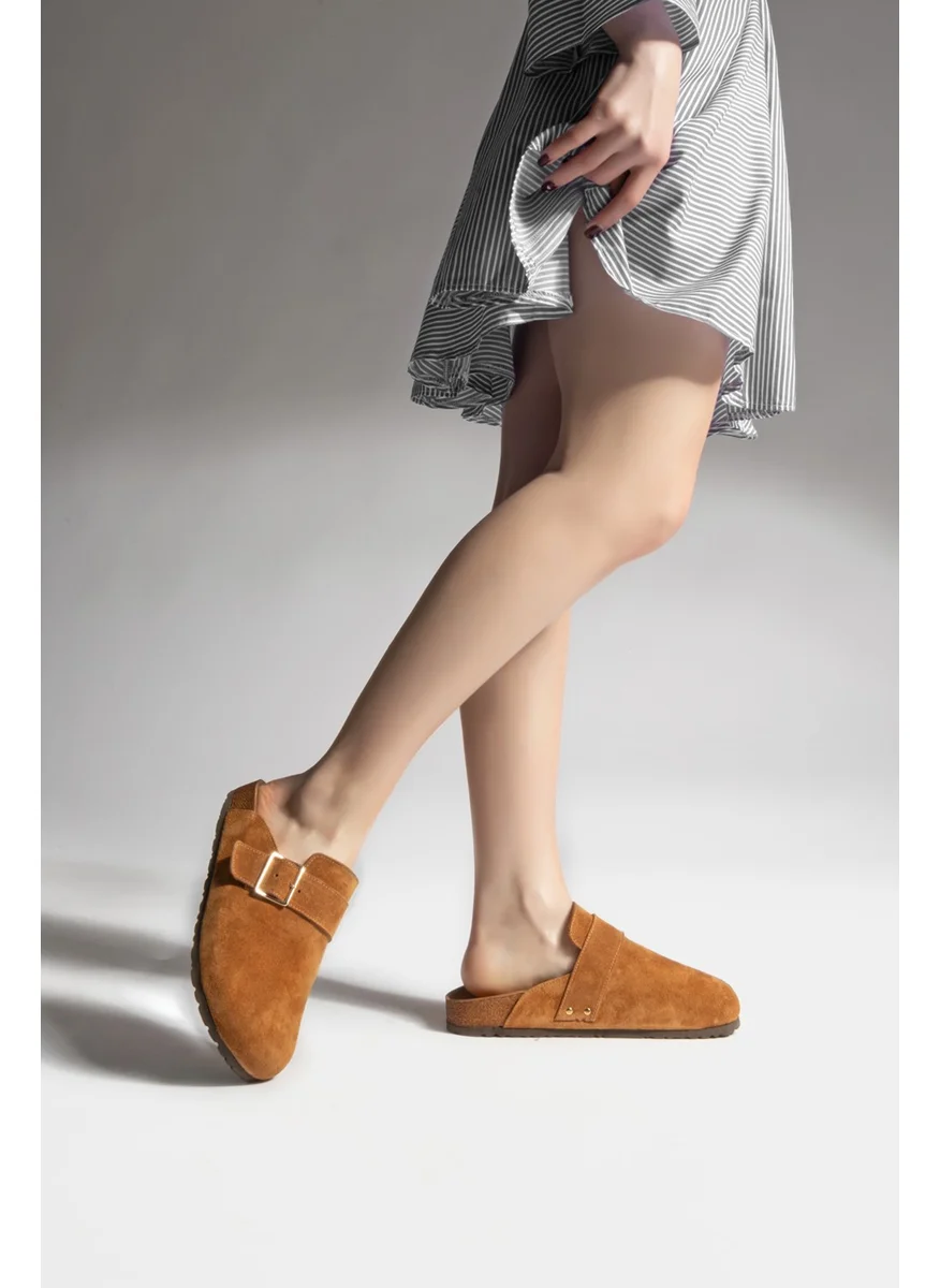 MARJIN Margin Women's Leather Eva Sole Closed Buckle Daily Slippers Sumpa