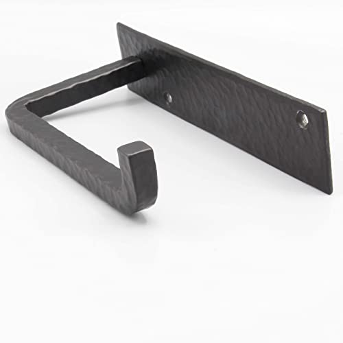 Stur-De Wrought Iron Toilet Paper Holder – Rustic Wall-Mount Tissue Holder for Bathroom – Vintage Farmhouse Style - 6.6 x 3.2 Inches (Black) - Image 1