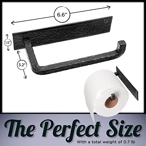 Stur-De Wrought Iron Toilet Paper Holder – Rustic Wall-Mount Tissue Holder for Bathroom – Vintage Farmhouse Style - 6.6 x 3.2 Inches (Black) - Image 3