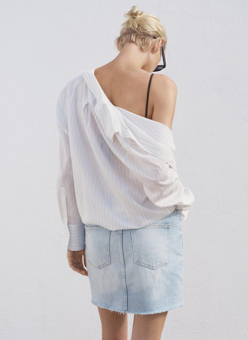 MANGO Denim Skirt With Frayed Hem - Image 2