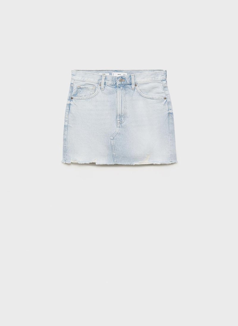 MANGO Denim Skirt With Frayed Hem - Image 5