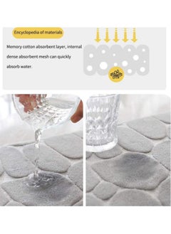Kutis 3-Pieces European Simple Style Toilet Floor Mat Suit Bathroom Carpet Set Polyester Fiber Gray  - Image 2