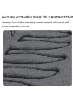 Kutis 3-Pieces European Simple Style Toilet Floor Mat Suit Bathroom Carpet Set Polyester Fiber Gray  - Image 3