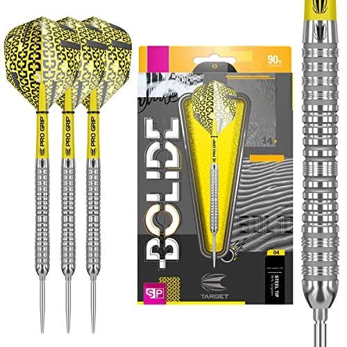 Target Darts طقم سهام دارتس بوليد 90% تنجستين بنقاط سويسرية من الفولاذ، مجموعة من 3، برميل 04، 23 جرام | مزود بأعمدة دارت برو جريب، رحلات دارت رقم 6، نقاط سويسرية | دارتس احترافية - Image 1