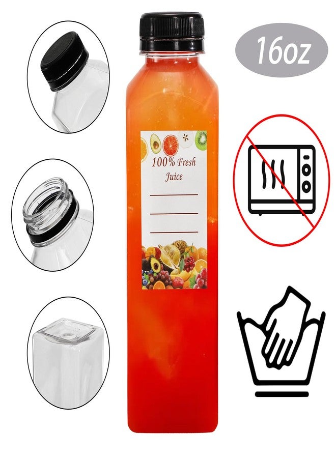 Cedilis 20 Pack 16oz Plastic Juice Bottles with Black Cap, Clear Reusable Containers with Lids, Great Disposable Bottles for Making Juice, Milk, Salad Dressing, Smoothie and Other Beverages - Image 2