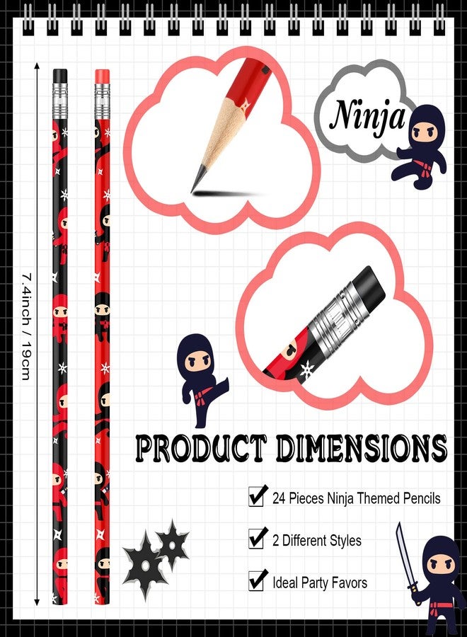 Nezyo 24 Pcs Ninja Pencils for Kids Ninja Party Favor Pencils with Eraser Birthday Party Decorations for Back to School Gift Prize Carnival Goodie Bag Stuffer Classroom Reward Piñata Filler - Image 3
