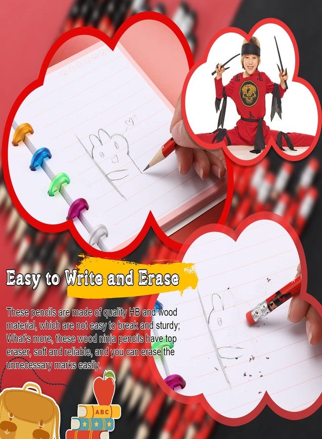 Nezyo 24 Pcs Ninja Pencils for Kids Ninja Party Favor Pencils with Eraser Birthday Party Decorations for Back to School Gift Prize Carnival Goodie Bag Stuffer Classroom Reward Piñata Filler - Image 4