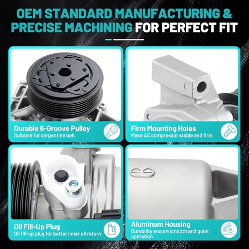 Farrme A/C Compressor Fit for Nissan Versa Note 2012-2019, Tiida 2016-2018 CO 29099C Automotive Replacement AC Compressor with Clutch 926001HC1B, 926001HC2B - Image 4