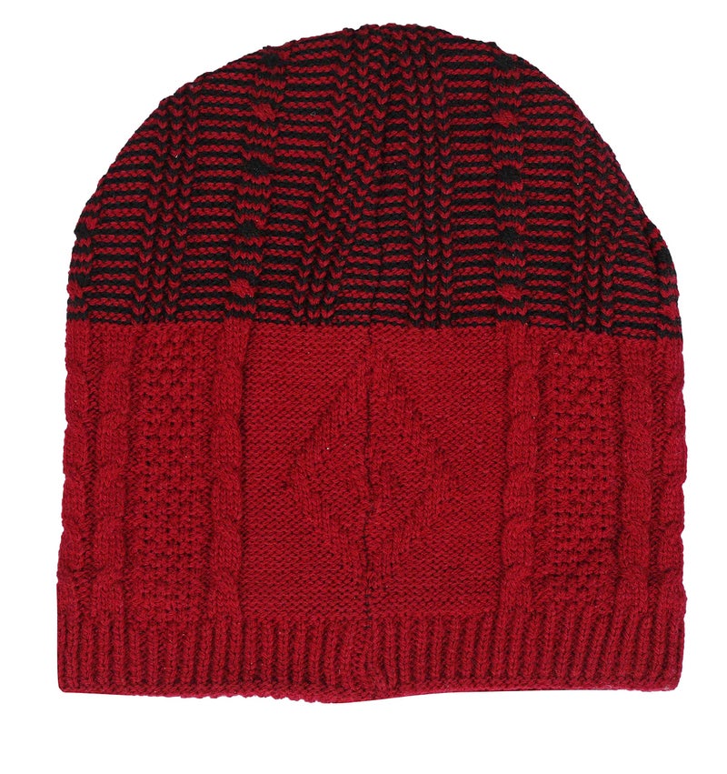 FabSeasons Unisex Acrylic Woolen Winter Skull Cap Maroon - Image 5