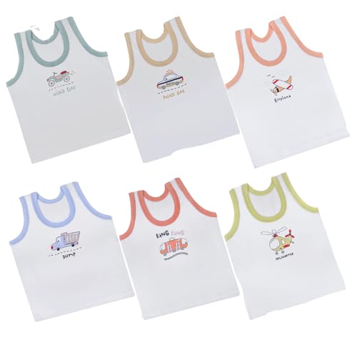 REVOLTEK Printed Vest Baniyan Regular Fit Cotton Inner Wear For Baby Summer Wear Sleeveless Undershirts For Kids Sando Ganji Tank-Tops Toddler Girls/Boys Pack Of 6 (White, 0-3 Months) - Image 2