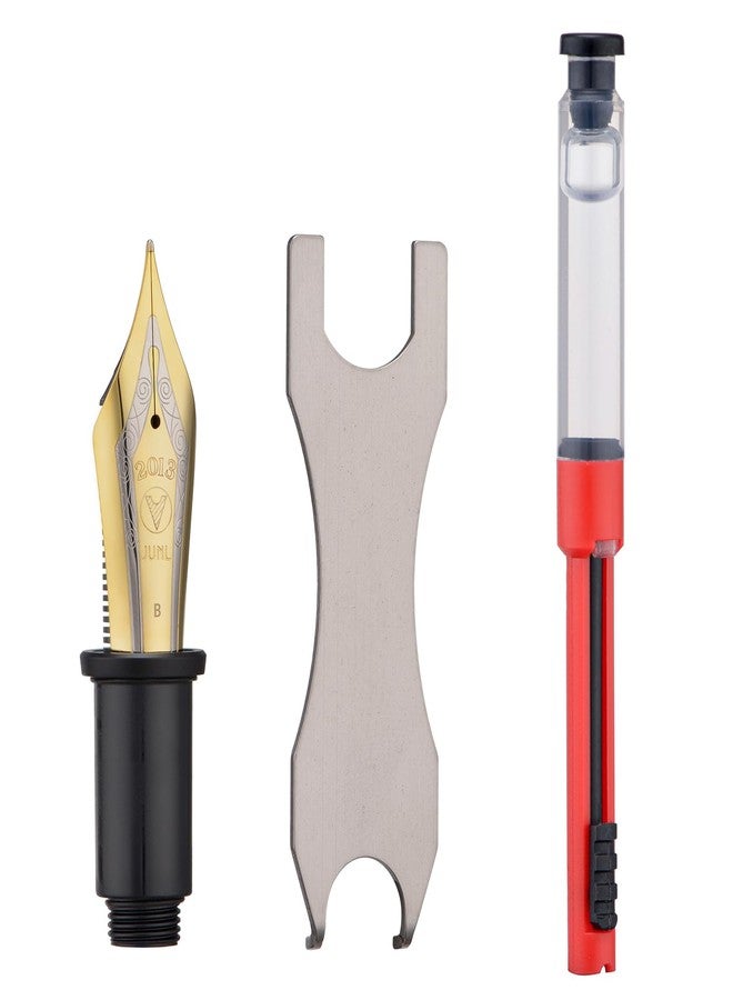 Wikult Yongsheng Junlai 930 Broad Nib Section for Replacement, Size 9 two-tone Iridirum Broad Nib with Wrench and Grease Accessory Set - Image 1
