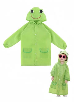Harse Children's raincoats, Cartoon Kids Rain Jacket, Hooded Poncho Outdoors Transparent Raincoat Student Suit Waterproof Durable Windbreaker (Green Frog)  - Image 1