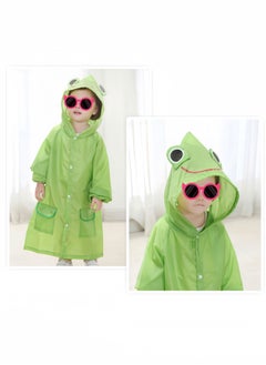 Harse Children's raincoats, Cartoon Kids Rain Jacket, Hooded Poncho Outdoors Transparent Raincoat Student Suit Waterproof Durable Windbreaker (Green Frog)  - Image 5