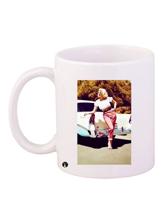 RYN Girl Printed Coffee Mug White/Pink/Brown 11ounce