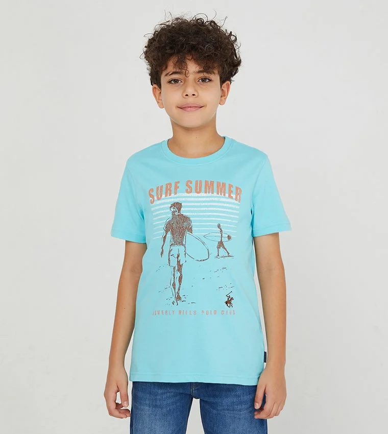 BEVERLY HILLS POLO CLUB Printed Short Sleeves Casual T-Shirt