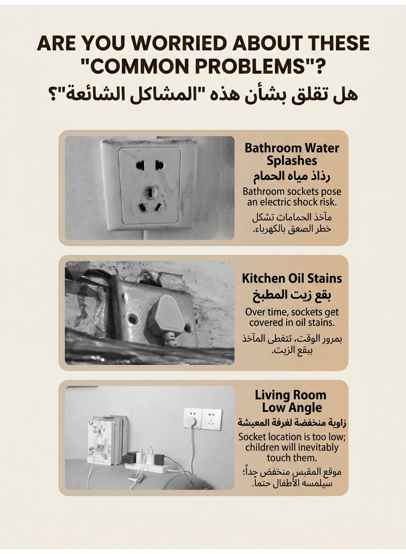 4 قطع غطاء مقاوم للماء ومغطى للمفاتيح المقاوم للماء والغبار، حماية لاصقة لغرف المنزل والمطبخ والمراحيض (شفاف) - Image 2