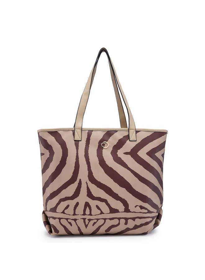 CAPRESE Caprese Zuzu Tote Large Beige - Elegant shoulder bag with abstract print, spacious office tote, quick access back zip for women, stylish and functional design  - Image 1