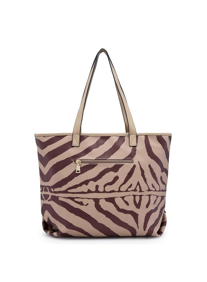 CAPRESE Caprese Zuzu Tote Large Beige - Elegant shoulder bag with abstract print, spacious office tote, quick access back zip for women, stylish and functional design  - Image 2