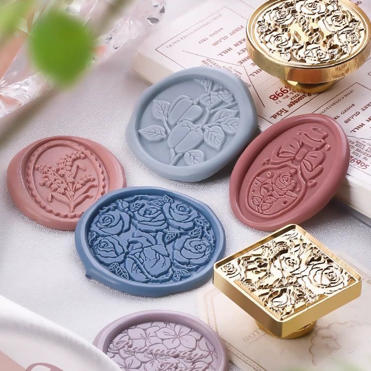 Suidis Fire Paint Seal – Flower Series Rose Brass Carved Seal Head - Image 3