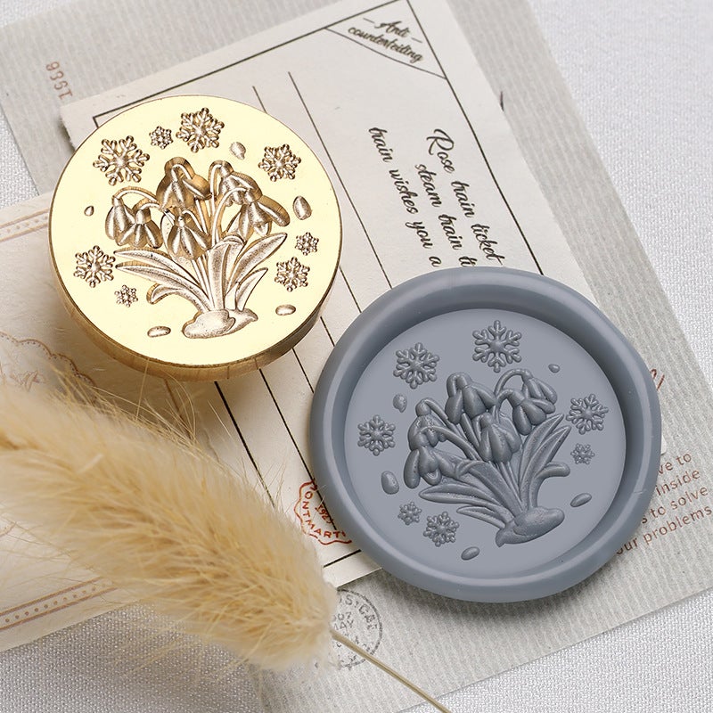 Suidis Fire Paint Seal – Flower Series Rose Brass Carved Seal Head - Image 1