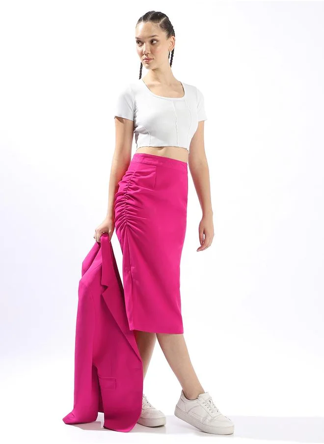 HIGH STAR Magenta Slim Skirts for Women Slim Fit 91% Polyester 9% Spandex Slip on Closure