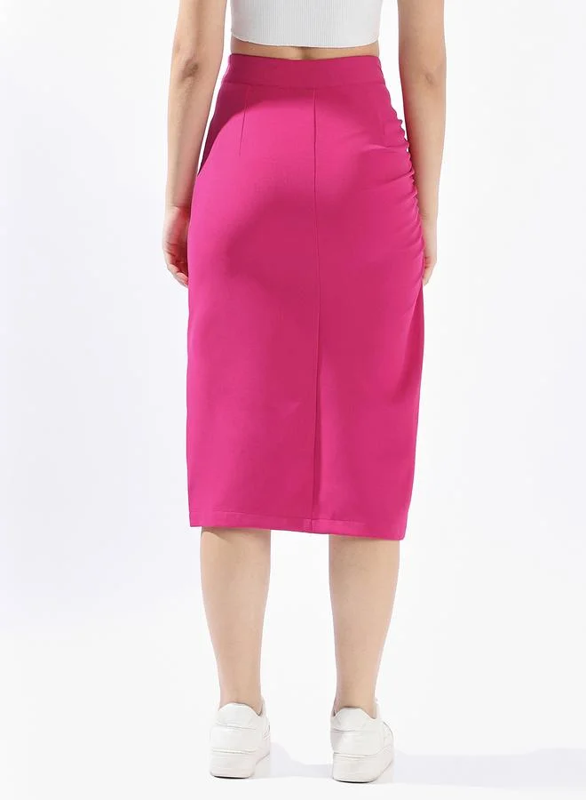 HIGH STAR Magenta Slim Skirts for Women Slim Fit 91% Polyester 9% Spandex Slip on Closure