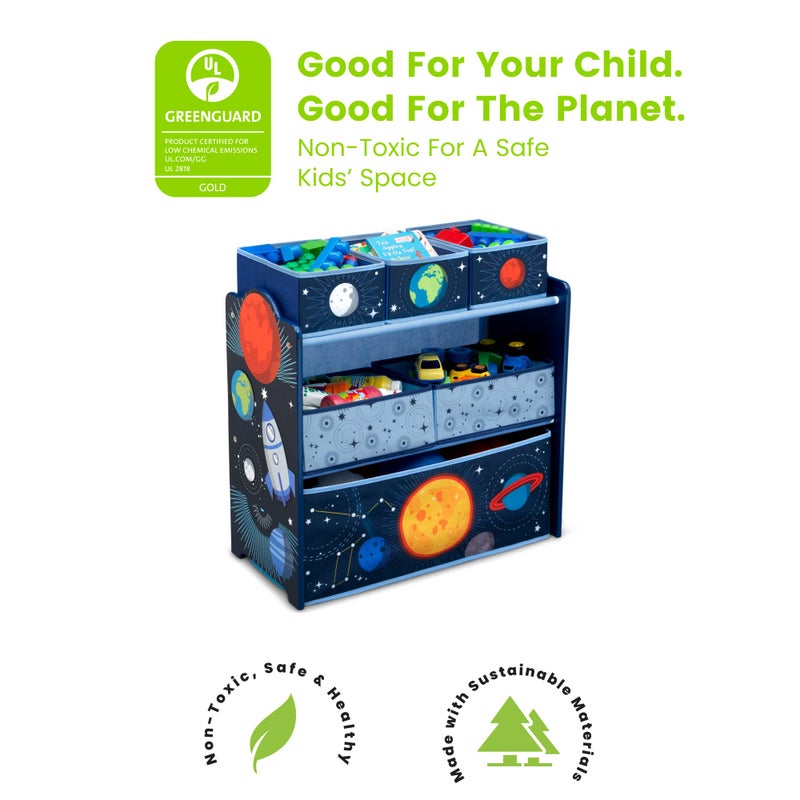 Delta Children Space Adventures Design & Store 6 Bin Toy Storage Organizer - Greenguard Gold Certified, Blue - Image 3