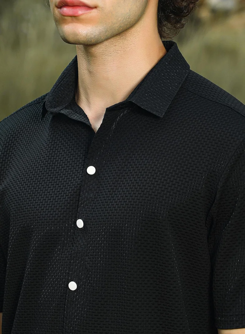 كامبوس سوترا Men's Onyx Black Warp-Tactile Shirt