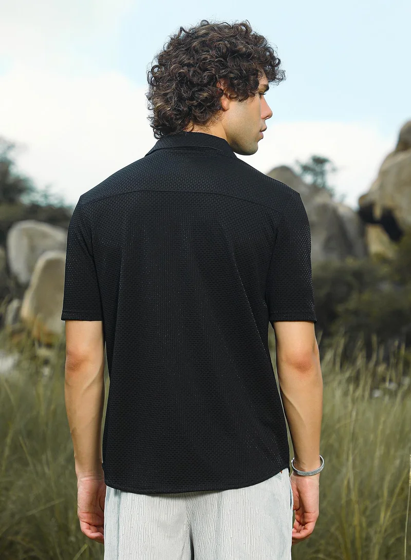 كامبوس سوترا Men's Onyx Black Warp-Tactile Shirt