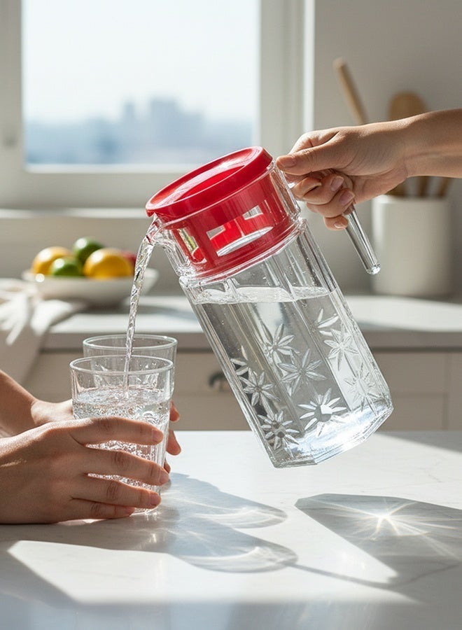 Timmy Carol Glass Pitcher 1.5L with Lid | Premium Clear Beverage Jug | Elegant Serving for Water, Juice & Drinks | Durable & Stylish Design - Image 4