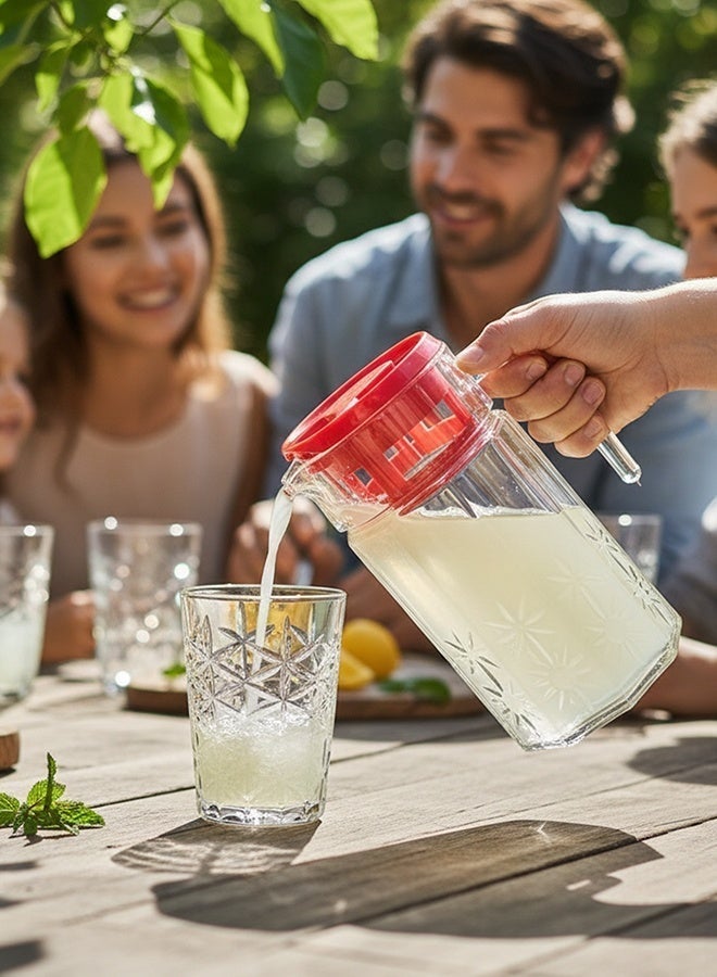 Timmy Carol Glass Pitcher 1.5L with Lid | Premium Clear Beverage Jug | Elegant Serving for Water, Juice & Drinks | Durable & Stylish Design - Image 2