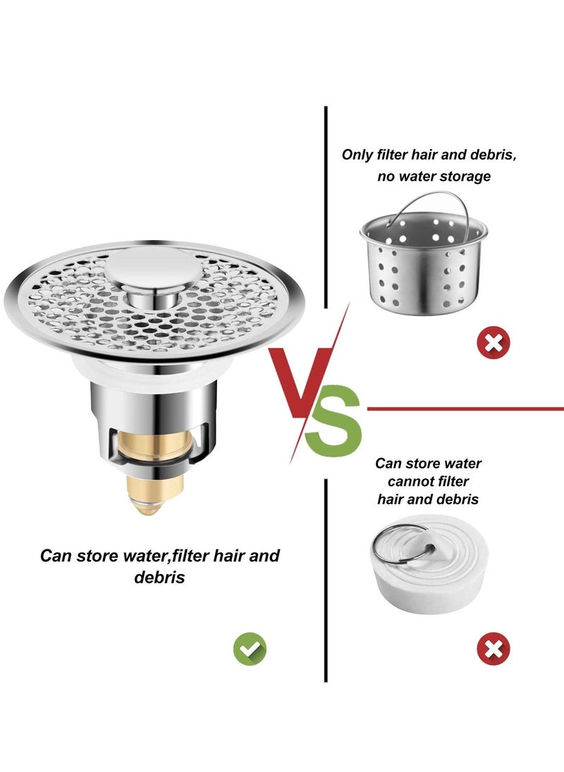 Pop Up Sink Plug, Universal Bathroom Sink Stopper, Anti Clogging Sink Drain Filter with Hair Catcher Pop-up Drain Filter for 0.98-1.38 Inch, Replacement Drain Plug for Bathroom Kitchen Bidets - Image 5
