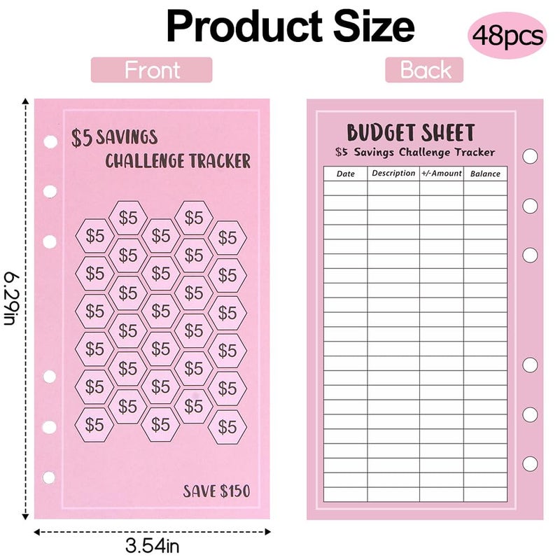 Ddayup Money Saving Challenge Book - 52 Week Savings Tracker with Budget Sheets for A6 Binder - Image 2