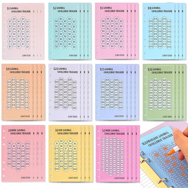 Ddayup Money Saving Challenge Book - 52 Week Savings Tracker with Budget Sheets for A6 Binder - Image 1