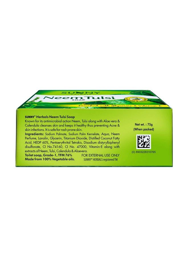 Sunny Neem Tulsi Soap With Aloevera Calendula Cleanses Skin & Prevent Infection ; For Hydratedsupple & Rash Free Skin ; For All Skin Type 75Gm(Pack Of 4) - Image 3