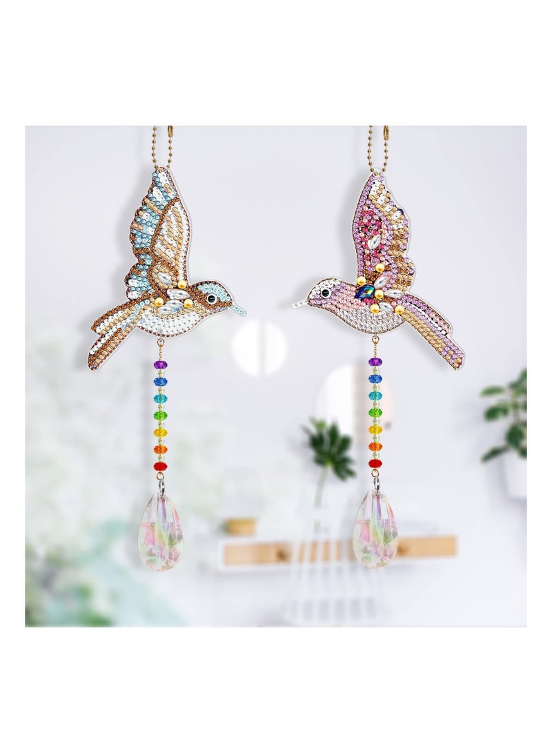 Y&D 2pcs Crystal Hummingbird Diamond Painting Kit Sun Light Catching Window Decor DIY Special Shaped Art Wind Chimes Jewelry Hanging Mosaic Rhinestone Pendant - Image 5